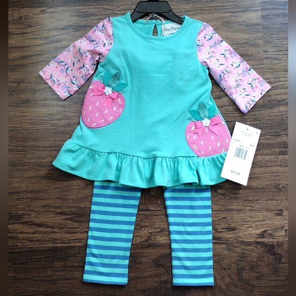 Rare Editions Strawberry 🍓 2 Piece Girl's Outfit Size 2T NWT - Picture 3 of 9